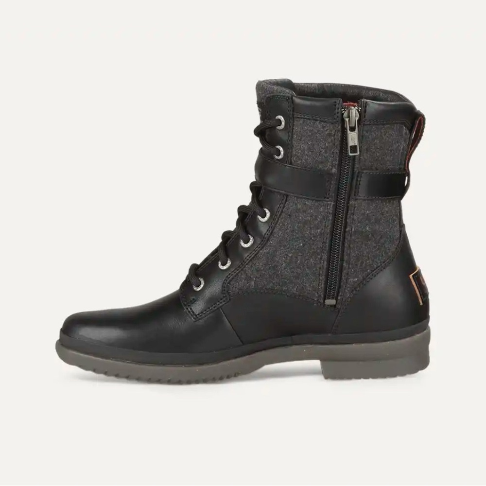 UGG Kesey Black and Gray Lace-Up Boots women’s 9.5 Vintage Combat Look - Picture 8 of 8